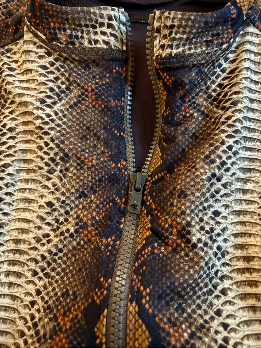 NWT Skims Recycled Swim Zip Front Sleeveless One Piece in Desert Snake Print 2X
